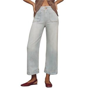 Maeve Anthropologie The Colette Jeans 26 Wide Leg High Rise 25 Crop Stretch FLAW